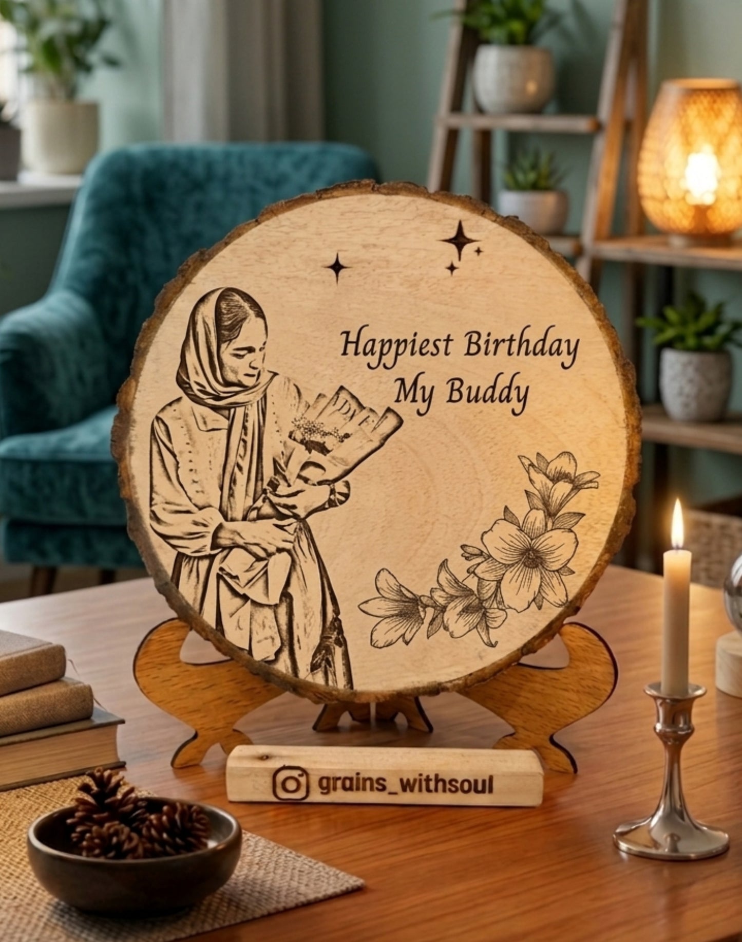 Round Wooden Frame(6-7) inches