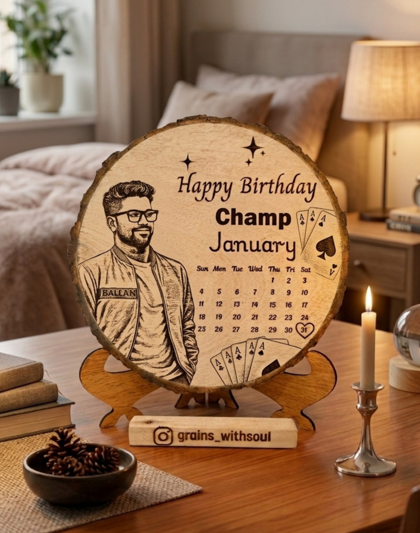 Round Wooden Frame(6-7) inches