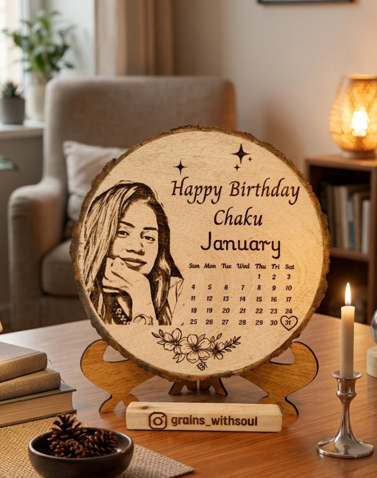 Round Wooden Frame(6-7) inches